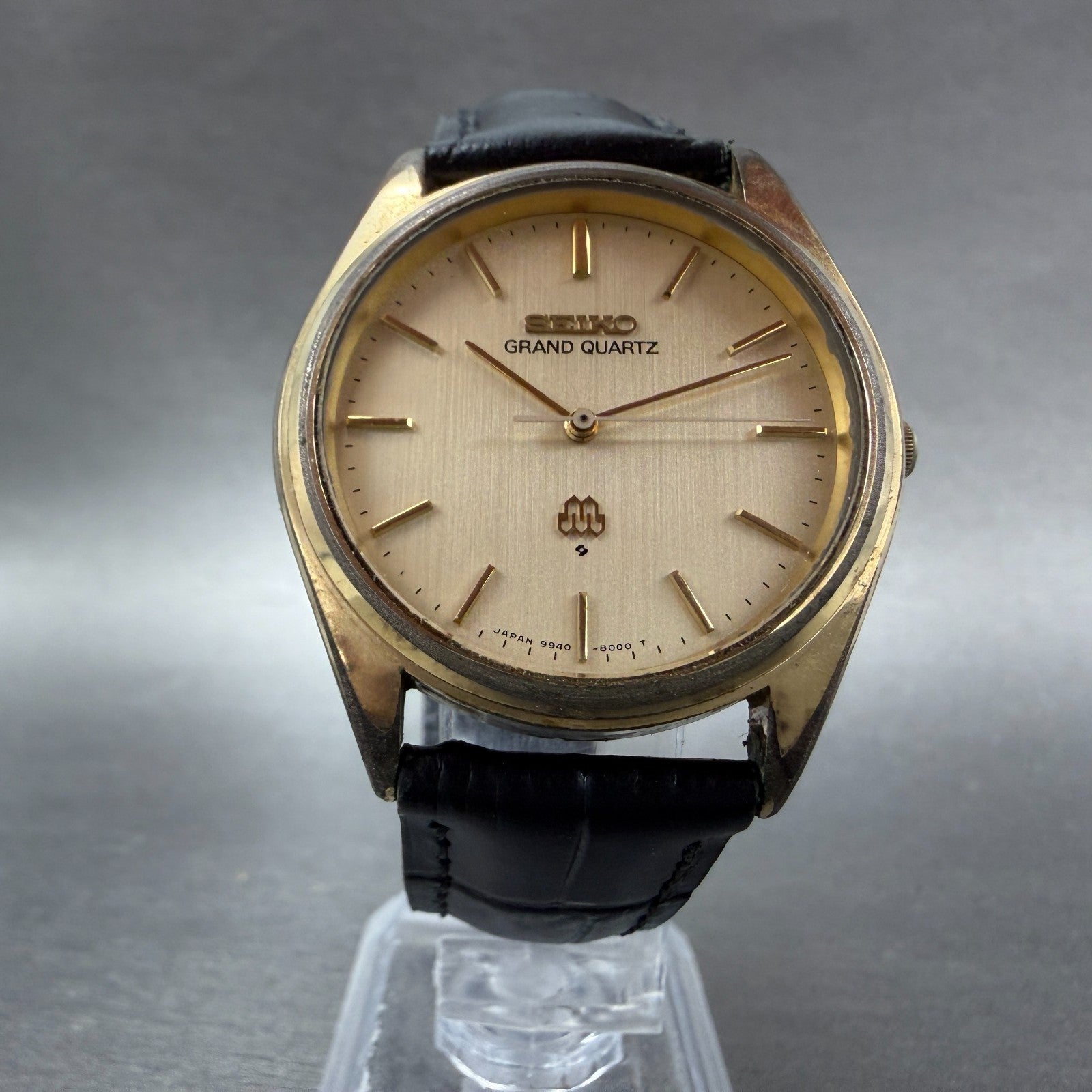 Seiko Grand Quartz Watch Men 35mm Champagne Dial Gold Tone 9940-8010 New Battery5