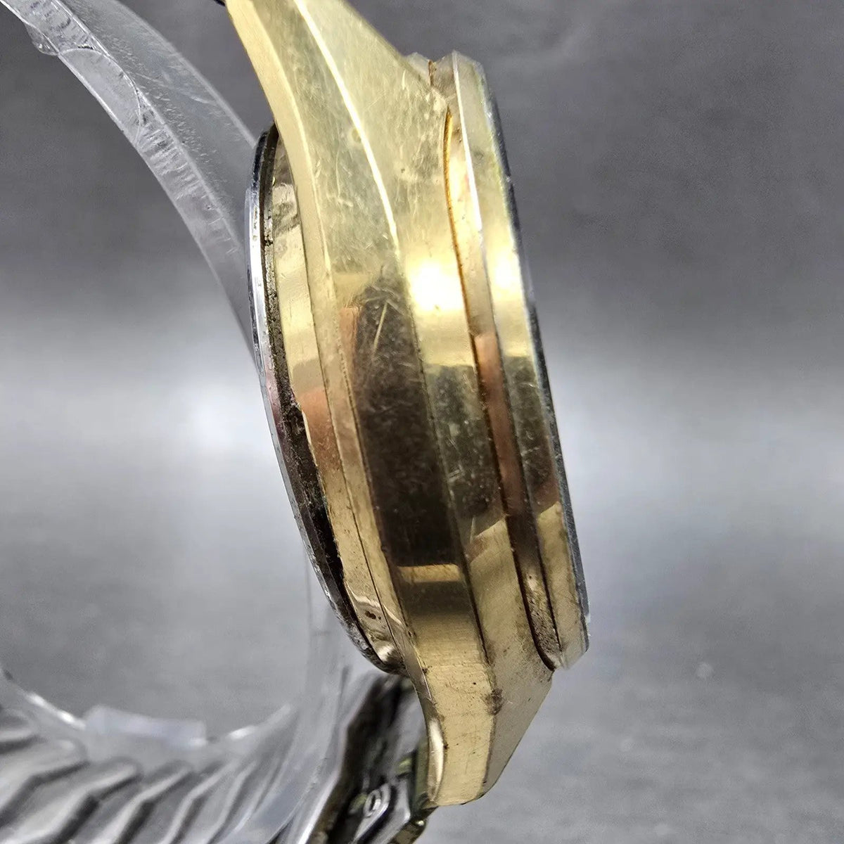 Seiko QZ Watch Men 36mm Silver Dial Gold Date Round 0922-8000 PARTS VTG4