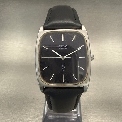 Seiko Watch Men 28mm Black Dial Silver Tone Rectange 7830-5040 New Battery0