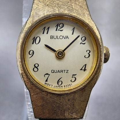 Bulova Watch Women 16mm Champagne Dial Gold Tone Round 83391 New Battery1