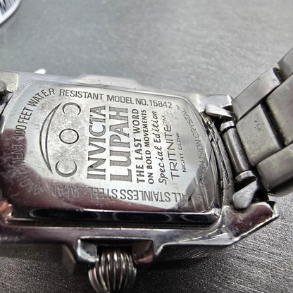 Invicta Lupah Watch Women 29mm Silver Dial Silver Tone Rectangle 15842 New Batt10