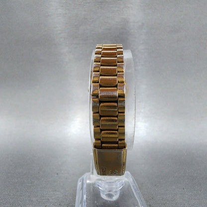 Seiko SQ Watch Women 24mm Gold Dial Gold Tone Daydate Round 3E230A60 NewBattery7