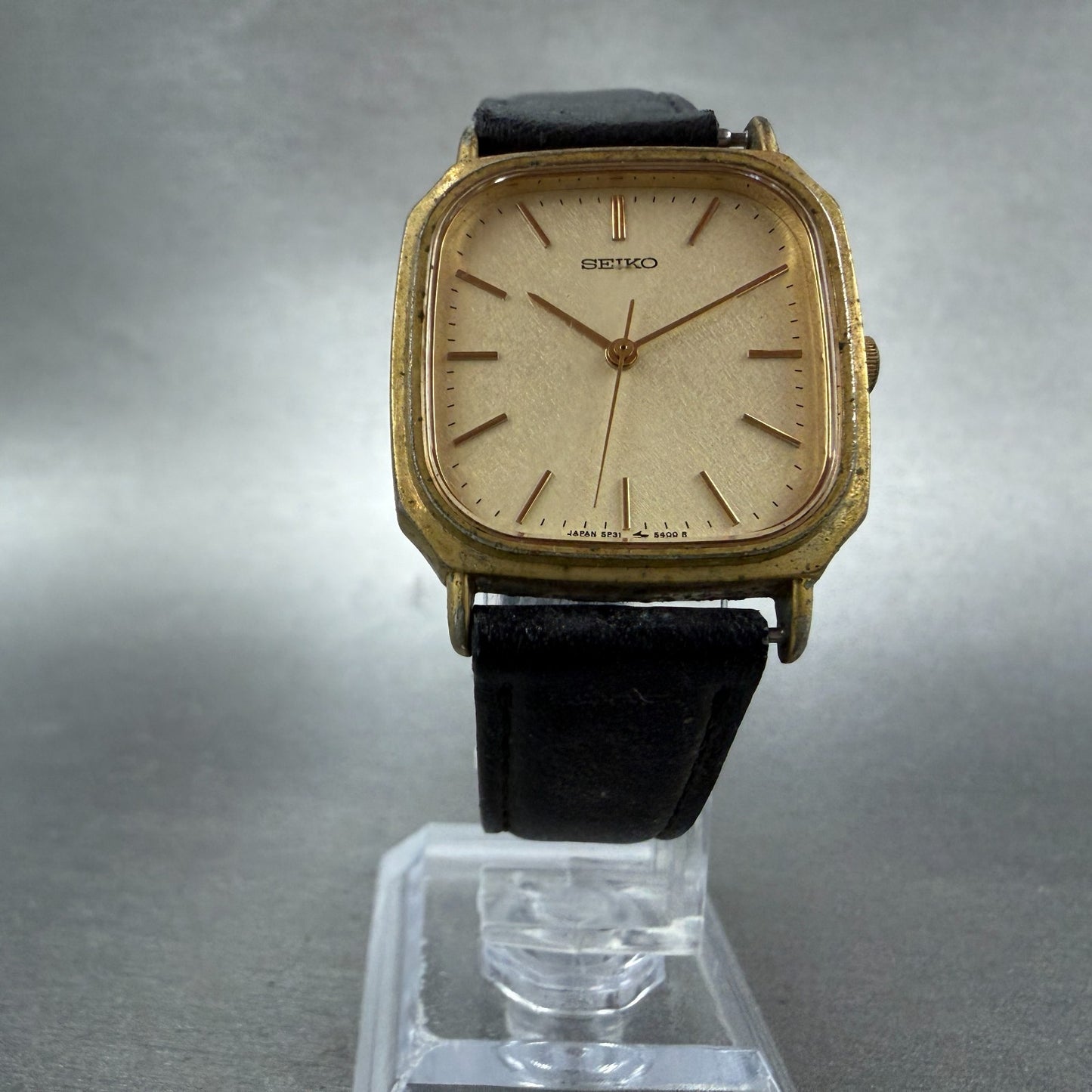 Seiko Watch Men 28mm Champagne Dial Gold Tone Octagon  5P31-5270 New Battery VTG5