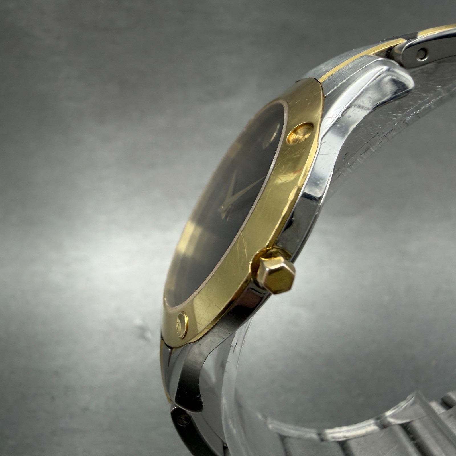 Movado Museum watch Men 35mm Black Dial Two Tone Round 85-G1-885 New Battery2