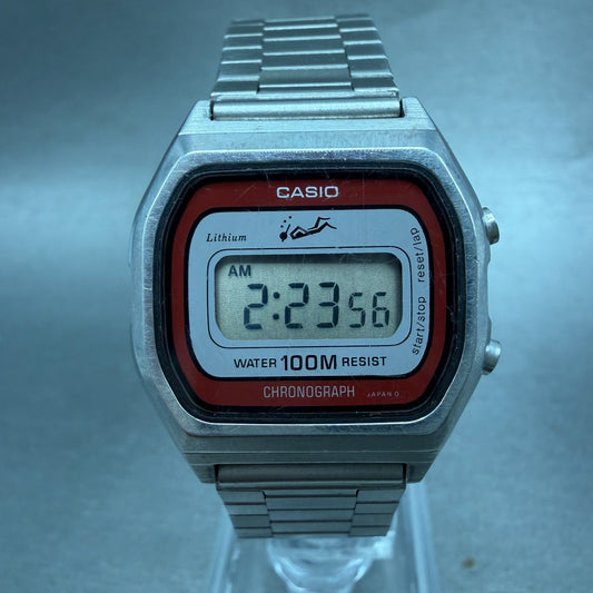 Casio LW-800 Watch Women 28mm Digital Silver Tone Chronograph New Batt  VTG0