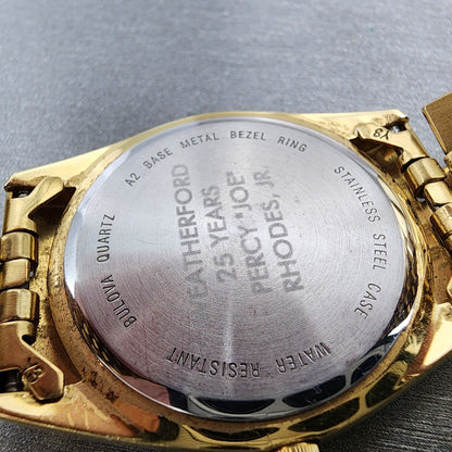 Bulova Watch Men 35mm Black Dial Gold Tone Date 92N99 New Battery10