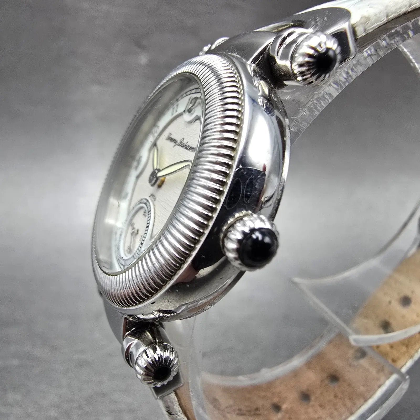 Tommy Bahama Watch Women 29mm White Dial  Steel Leather Round TB2079 New Battery2