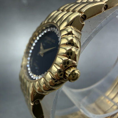 Raymond Weil Nabucco Watch Women 21mm Black Dial Gold Plated Round 3759 New batt2