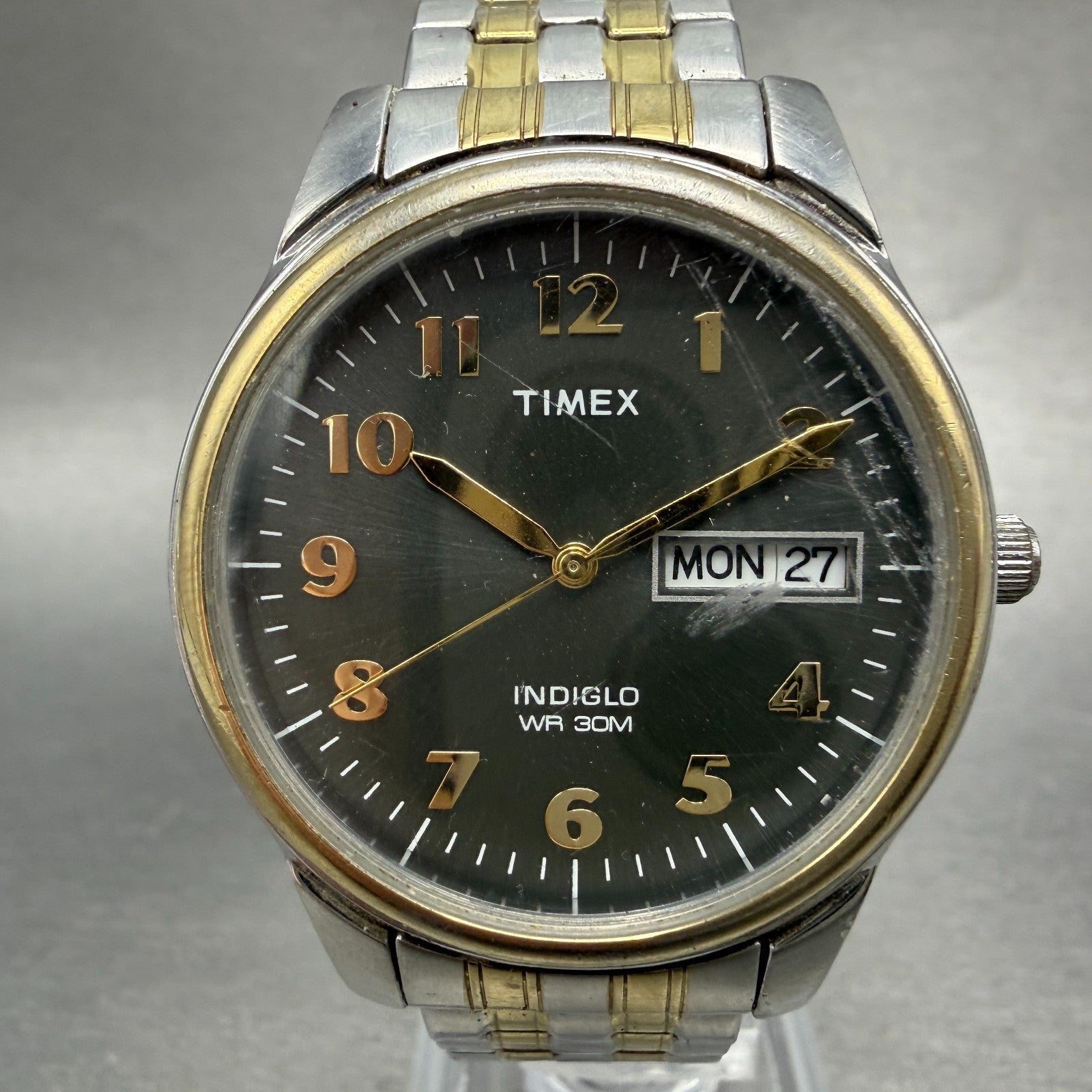 Timex Easy Reader Watch Men 36mm Gray Dial Two Tone Date Round new Battery T73A0