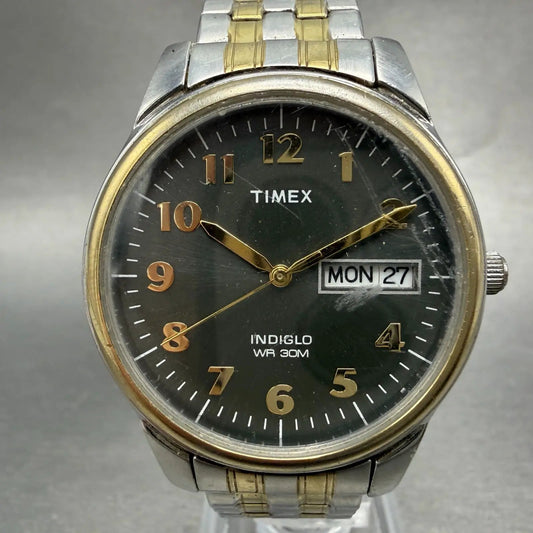 Timex Easy Reader Watch Men 36mm Gray Dial Two Tone Date Round new Battery T73A0