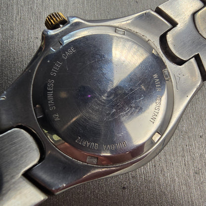 Bulova Marine Star Watch Men 37mm Black Dial Two Tone Date Round New Battery10