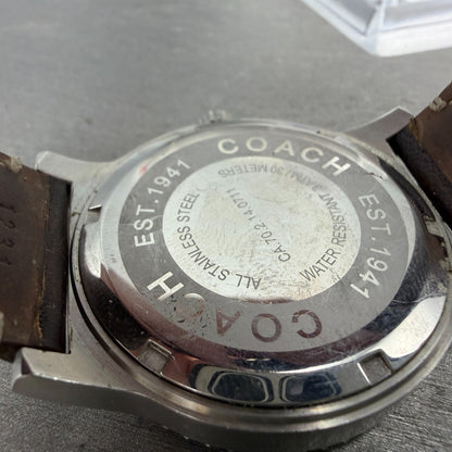 COACH Dive Watch Men 42mm Blue Dial Silver Tone CA.70.2.14.0711 Round New Batt9