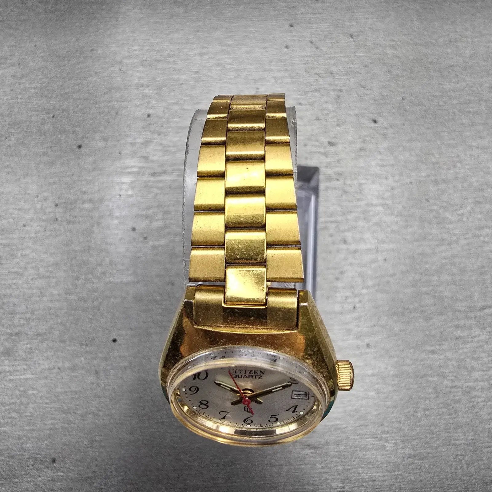 Citizen CQ Watch Women 24mm Silver Dial Gold Tone Date 2010-891252 New Battery4