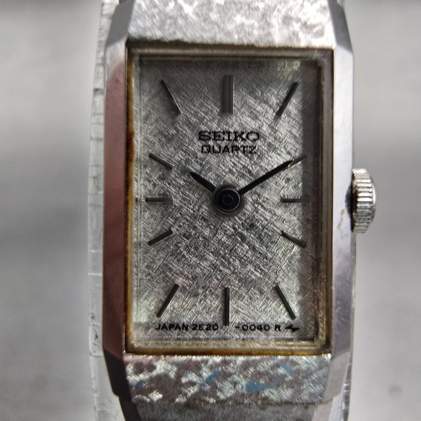 Seiko Watch Women 12mm Silver Dial Silver Tone Rectangle 2E20-5029 New Battery1