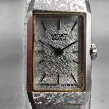 Seiko Watch Women 12mm Silver Dial Silver Tone Rectangle 2E20-5029 New Battery1
