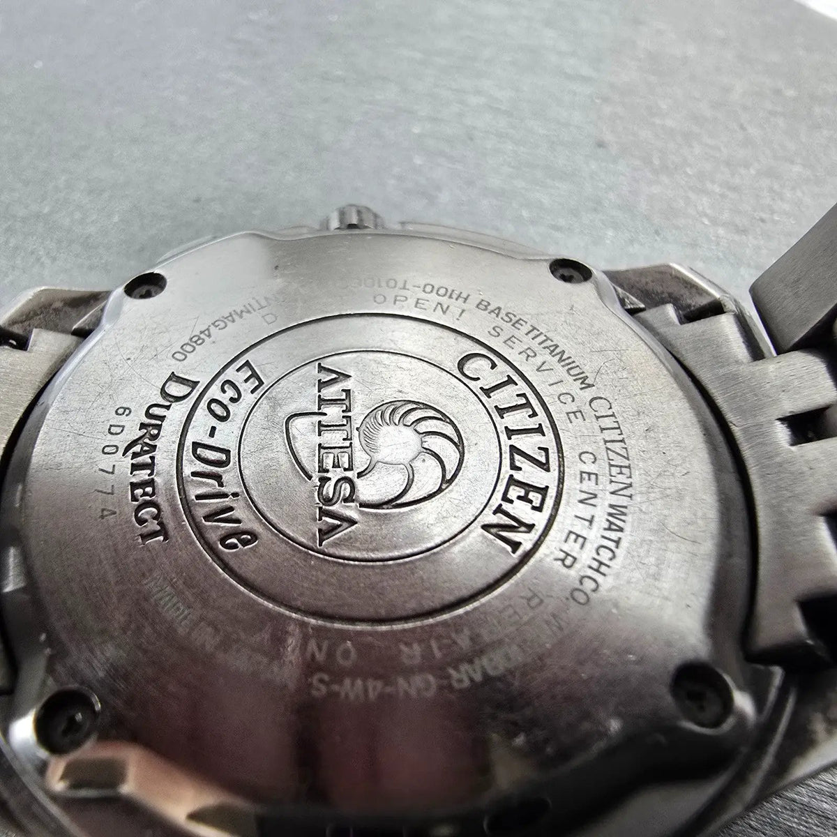 Citizen Eco-Drive Attesa Watch Men 41mm Black Dial Titanium Atomic Daydate PARTS11