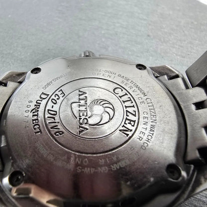Citizen Eco-Drive Attesa Watch Men 41mm Black Dial Titanium Atomic Daydate PARTS11