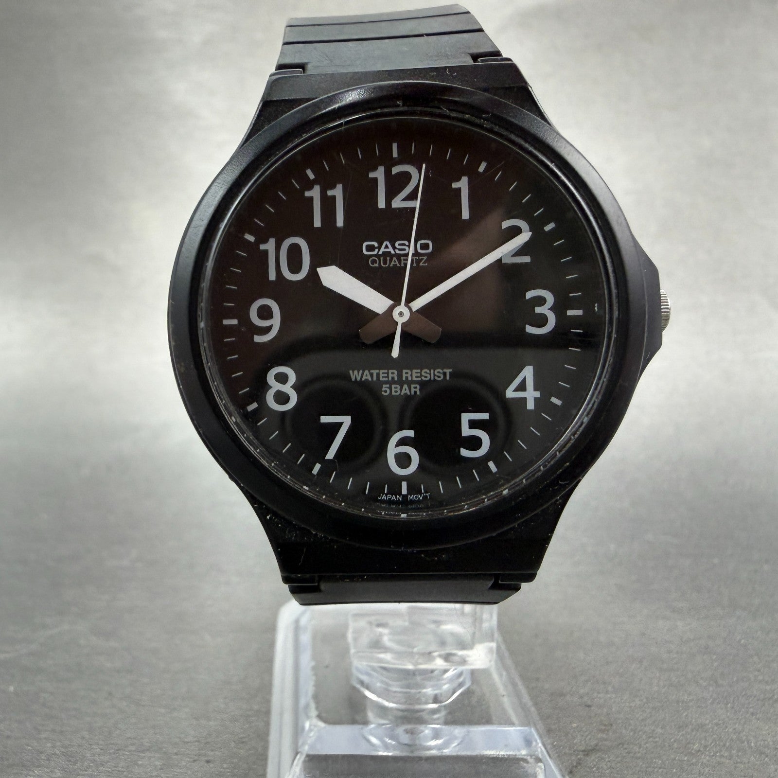Casio Watch Men 43mm Black Dial Black Tone Round MW-240 New Batt Arabic Numerals5