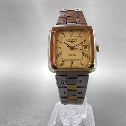 Longines Ferrari Watch Women 25mm Gold Dial Two Tone Date Rectangle New Battery5