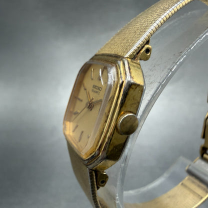 Seiko Watch Women 20mm Champagne Dial Gold Tone Octagon 1421-5619 New Battery2