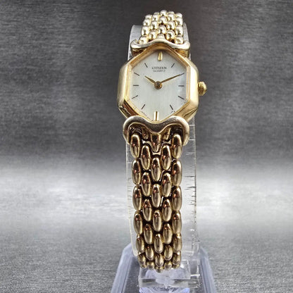 Citizen Watch Women 17mm MOP Dial Gold Tone Hexagon 5920-S45555 New Battery VTG5