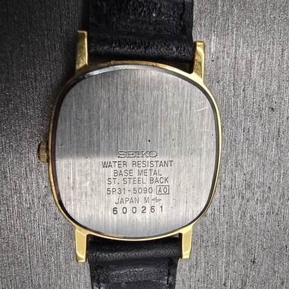 Seiko Avenue Watch Men 28mm White Dial Gold Tone Oval 5P31-5090 New Battery10
