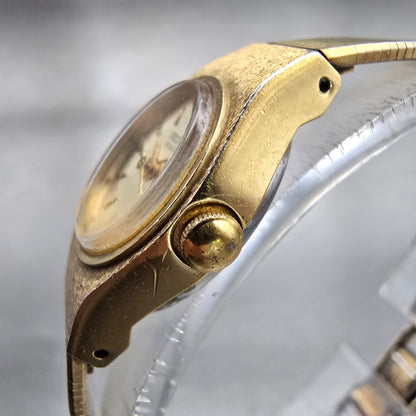 Seiko Watch Women 17mm Champagne Dial Gold Tone Round 5421-0030 New Battery VTG2