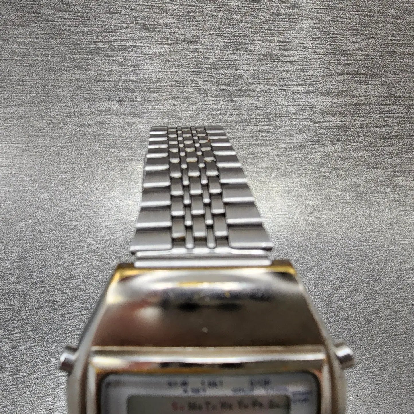 Seiko ALBA Digital Watch Men 39mm Silver Tone Alarm Chrono Y735-4A10 PARTS AD5