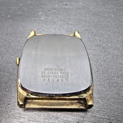 Seiko Tank Watch Men 28mm Champagne Dial Gold Tone Rectangle 8620-5029 PARTS VTG9