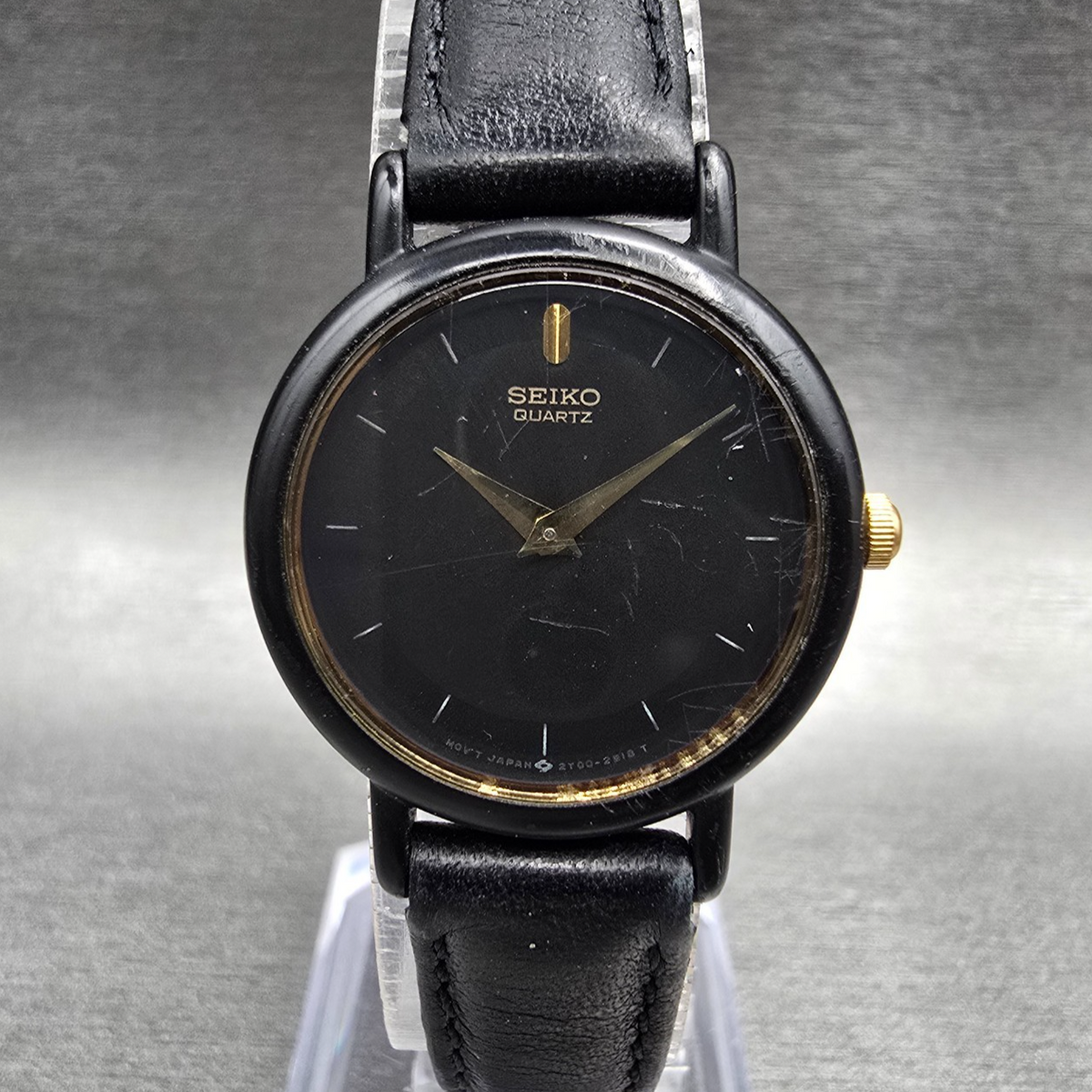 Seiko Watch Women 24mm Black Dial Black Tone Round 2Y00-0G49 New Battery JP0