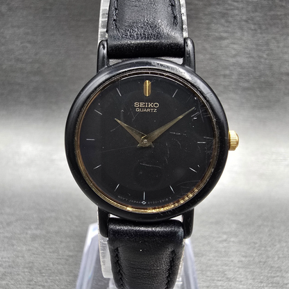 Seiko Watch Women 24mm Black Dial Black Tone Round 2Y00-0G49 New Battery JP0
