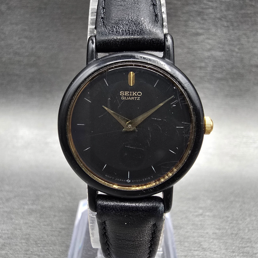 Seiko Watch Women 24mm Black Dial Black Tone Round 2Y00-0G49 New Battery JP0