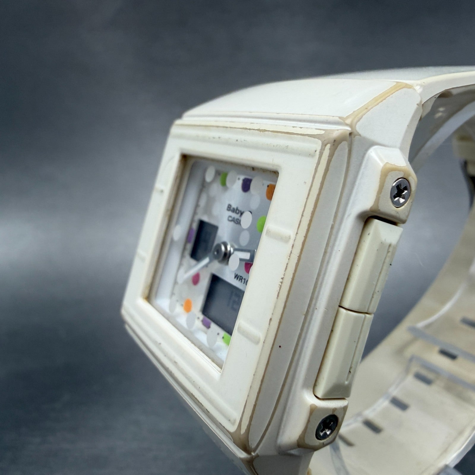 Casio Baby-G BGA-200DT Watch Women 36mm White Analog Digital Alarm Chrono NewBat2