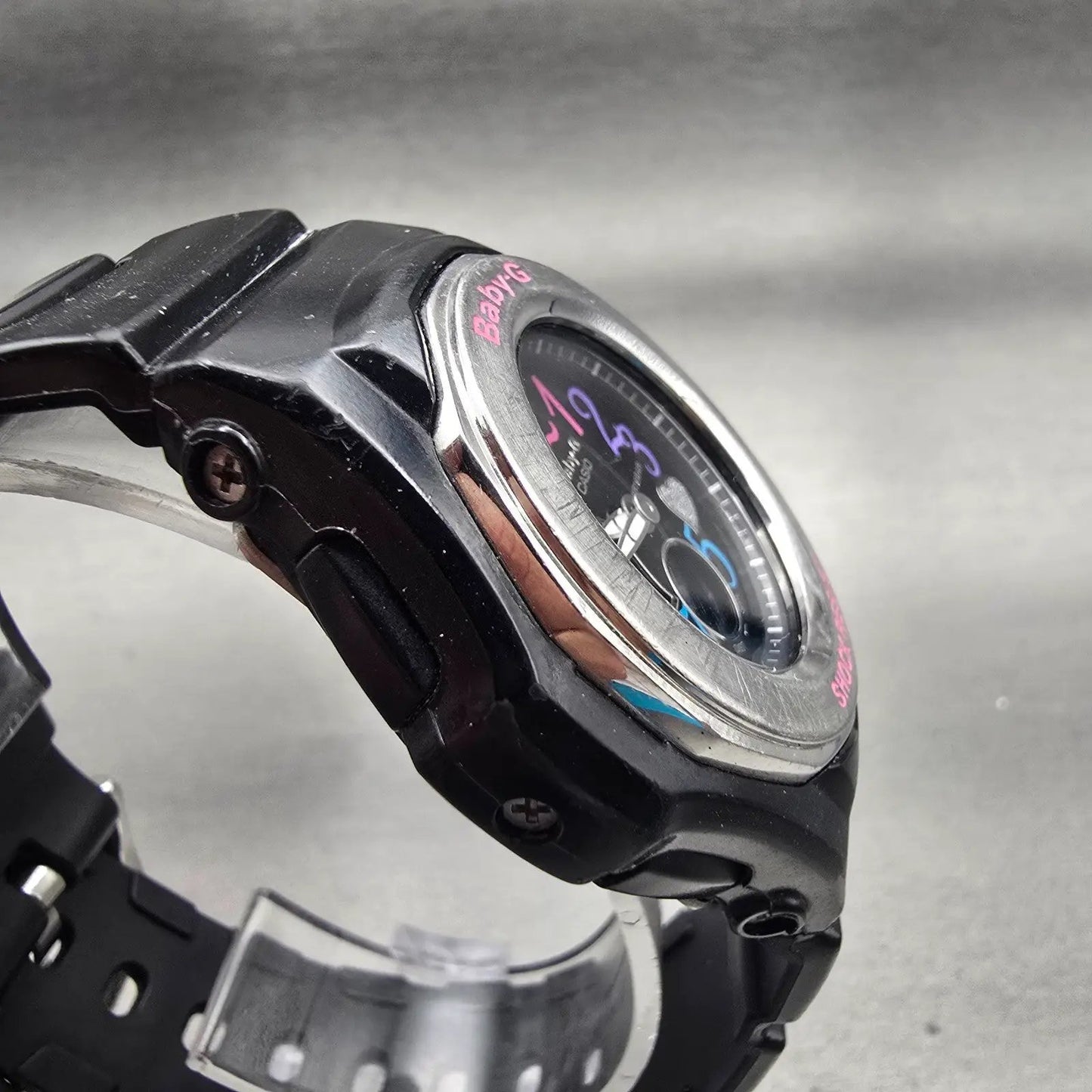 Casio Baby-G BGA-101 Watch Women 39mm Black Silver Chrono Alarm New Battery3