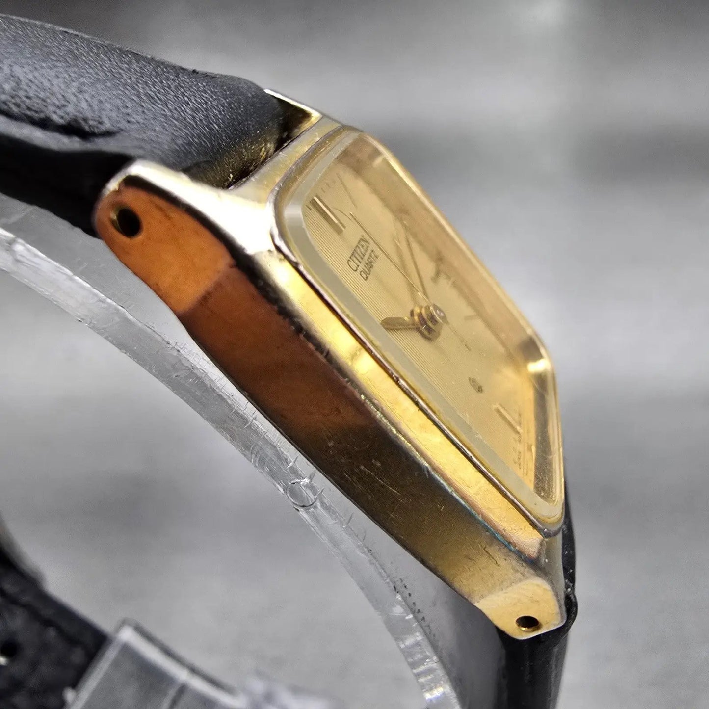 Citizen CQ Watch Women 19mm Gold Dial Gold Tone Rectangle 6031-G10002 New Batt3