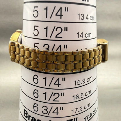 Seiko SX Watch Women 17mm Gold Dial Two Tone Oval V401-5101 New Battery Vintage9