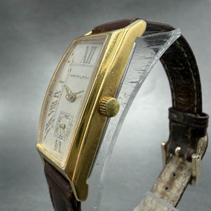 Hamilton Tank Watch Women 18mm Gray Dial Gold Tone Rectangle New Battery2