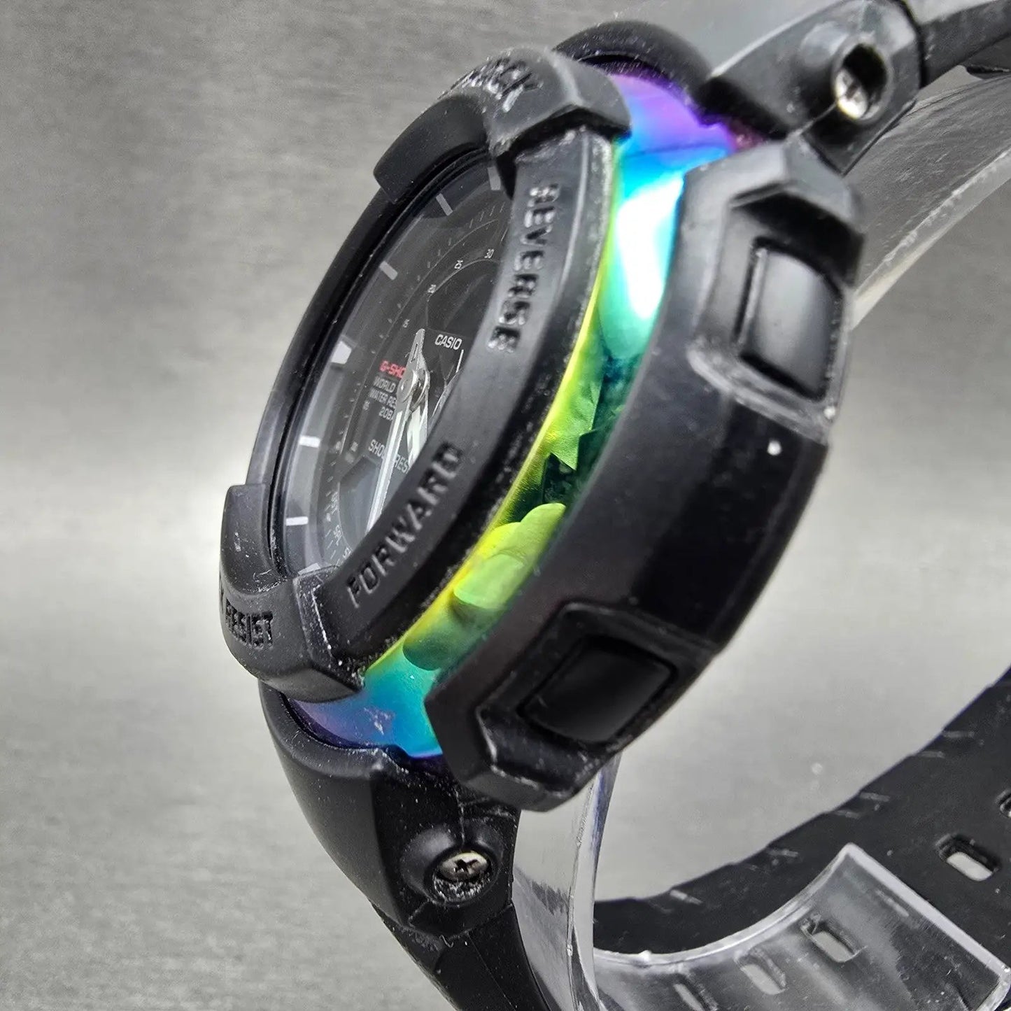 Casio G-Shock G-306X Watch Men 47mm Black Rainbow Alarm Analog Digital New Batt2