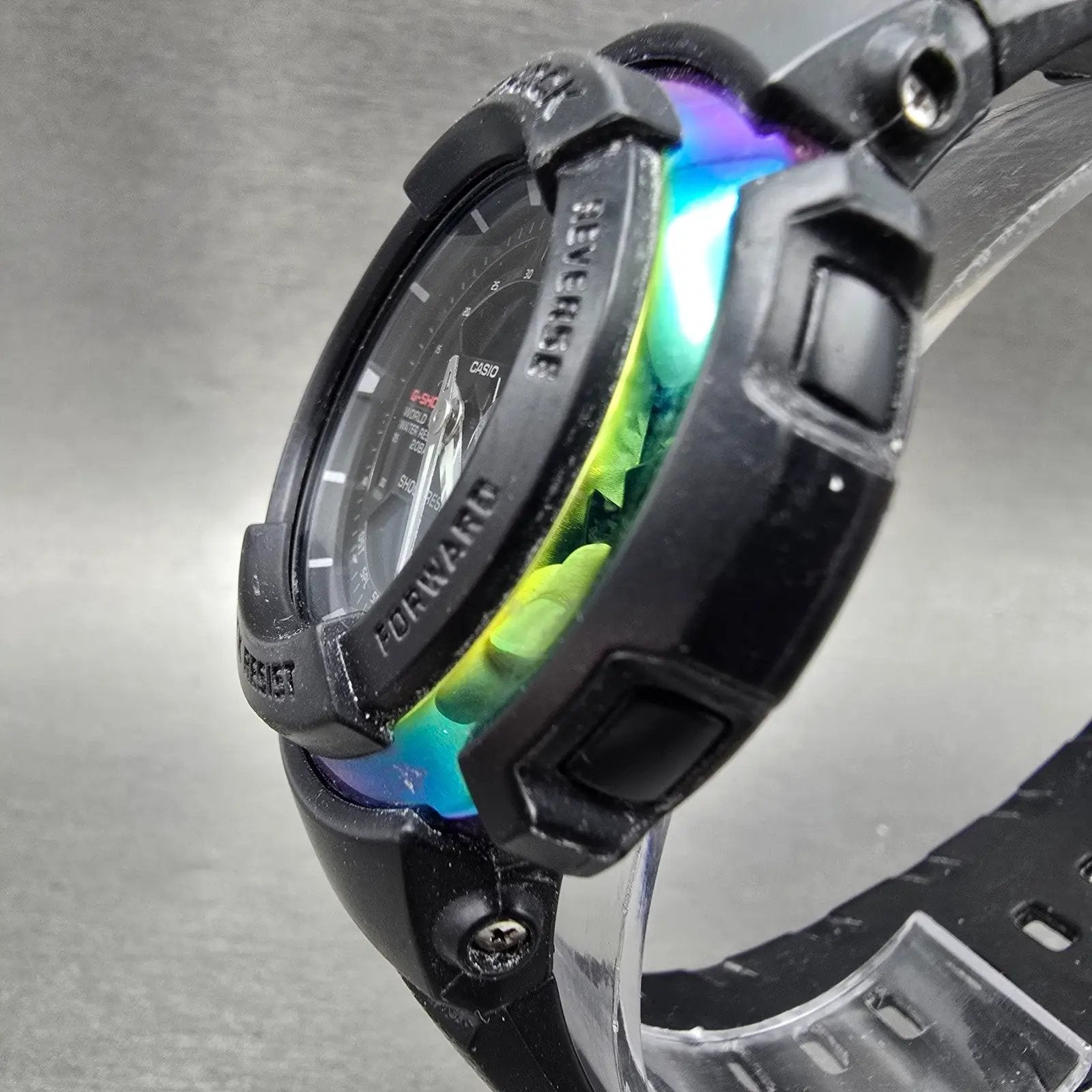 Casio G-Shock G-306X Watch Men 47mm Black Rainbow Alarm Analog Digital New Batt2