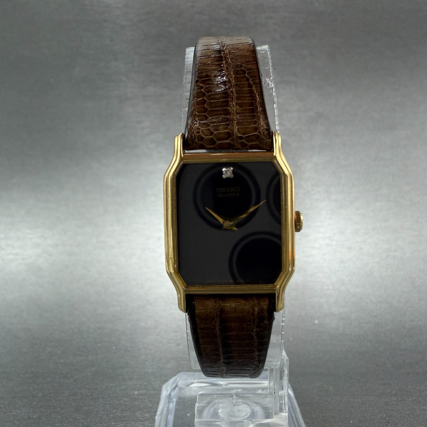 Seiko Watch Women 18mm Brown Dial Gold Tone Octagon 2C20-5509 New Battery NOS5