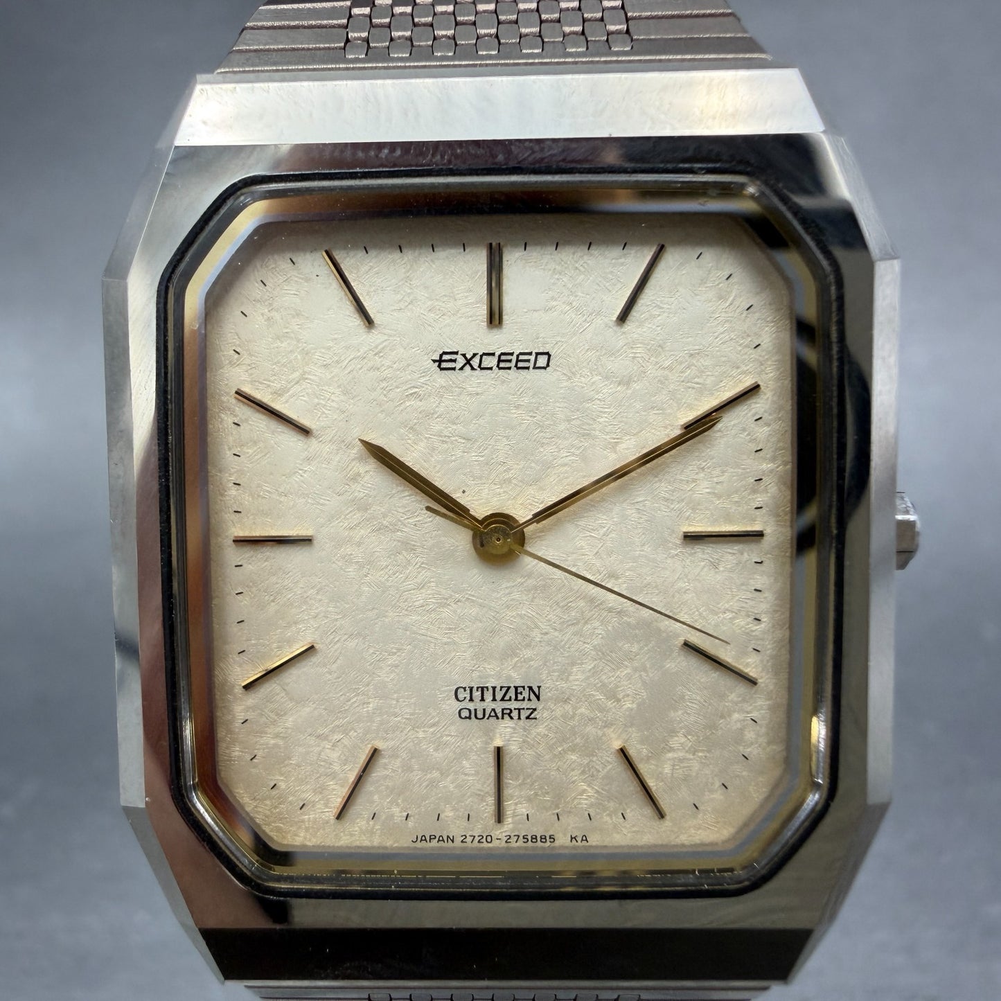Citizen Exceed Tank Watch Men 29mm Cream Dial Gold Tone Octagon New Battery1