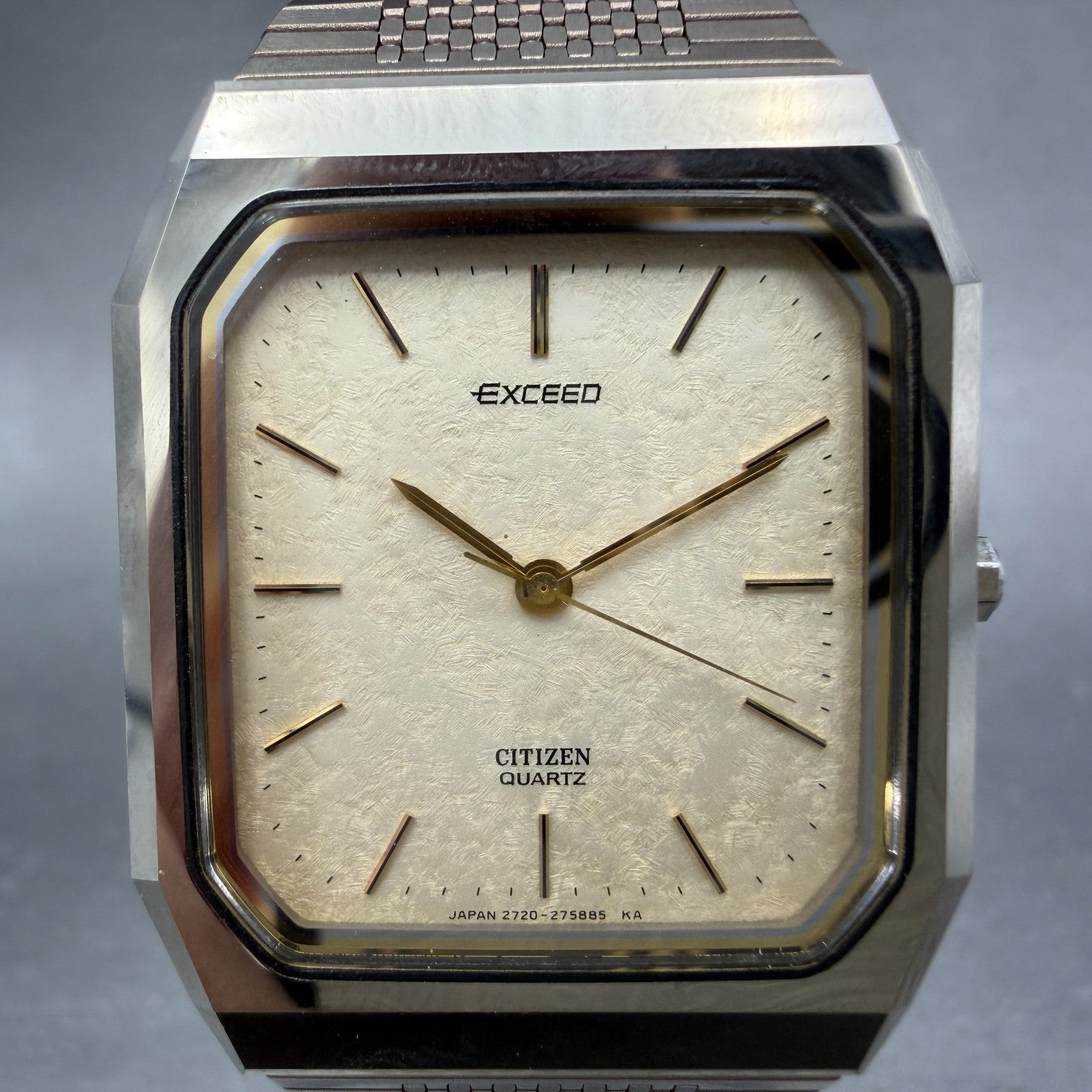 Citizen Exceed Tank Watch Men 29mm Cream Dial Gold Tone Octagon New Battery1