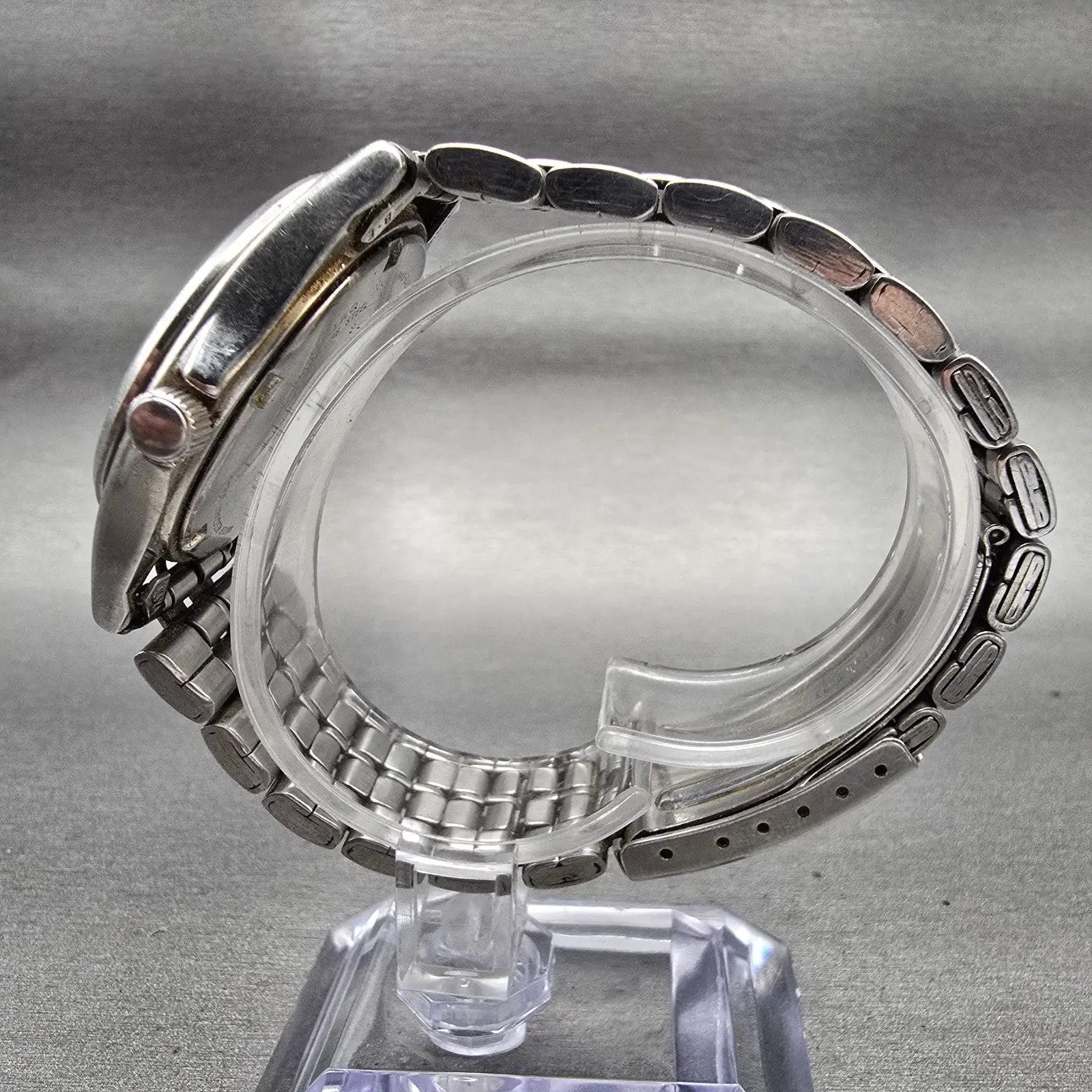 Seiko Watch Men 35mm Black Dial Silver Tone Daydate Round 7N43-8329 New BatteryP6