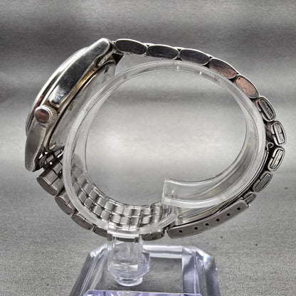 Seiko Watch Men 35mm Black Dial Silver Tone Daydate Round 7N43-8329 New BatteryP6