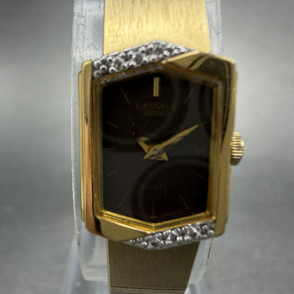 Seiko Lassale Watch Women 13mm Brown Dial Gold Tone Hexagon 1E50-5039 NewBattery1