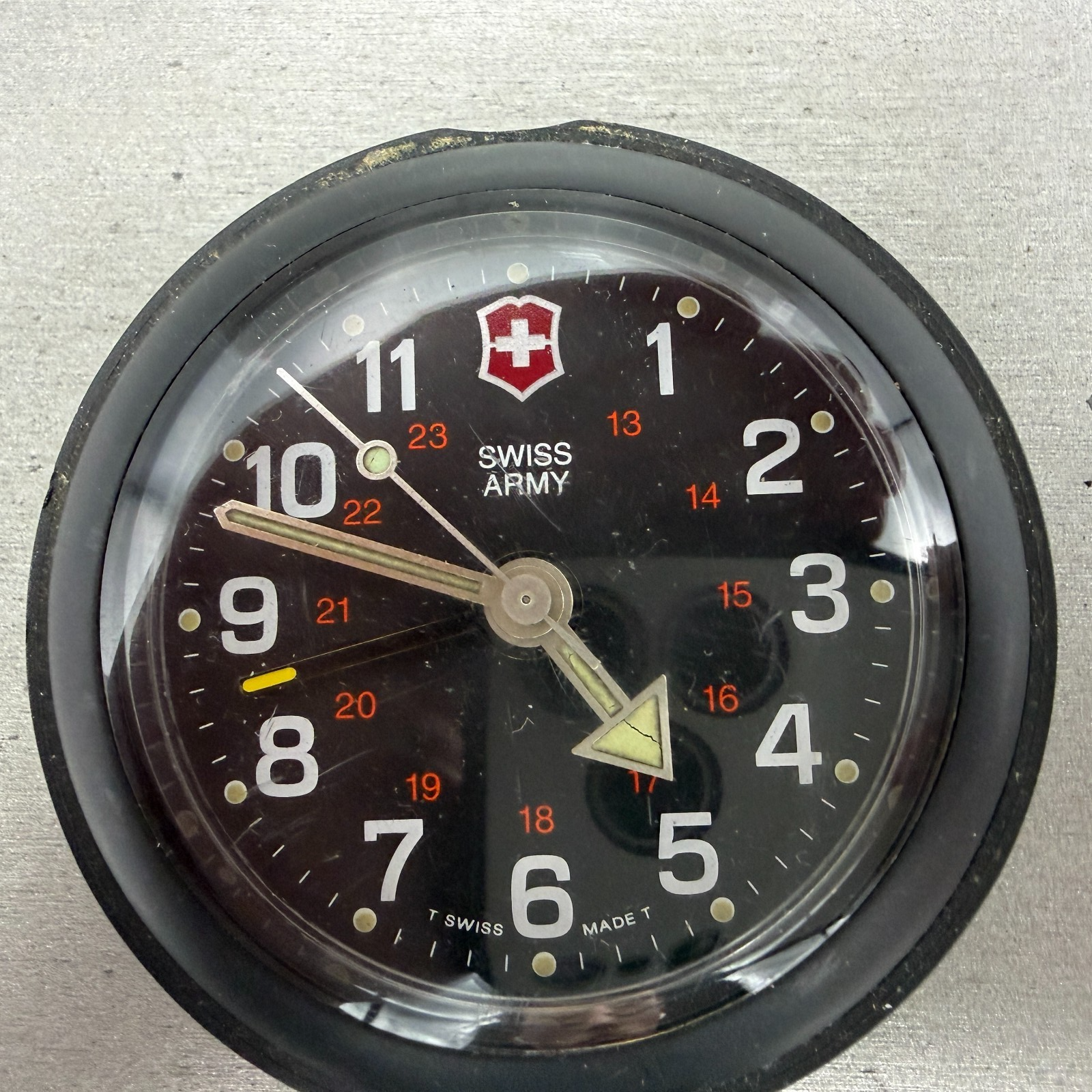 Victorinox Swiss Army Travel Alarm Clock 61mm Black Dial Black Tone PARTS UNTEST2
