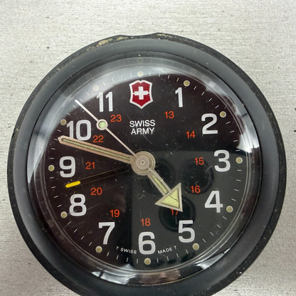 Victorinox Swiss Army Travel Alarm Clock 61mm Black Dial Black Tone PARTS UNTEST2