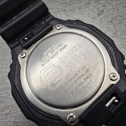 Casio G-Shock GA-2100 Watch Men 45mm Black Dial Black Chrono Alarm New Battery10