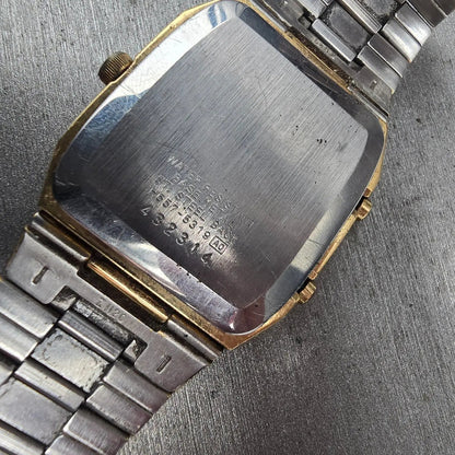 Seiko Watch Men 31mm Gold Dial Gold Tone Chrono Alarm H557-5319 New Battery10