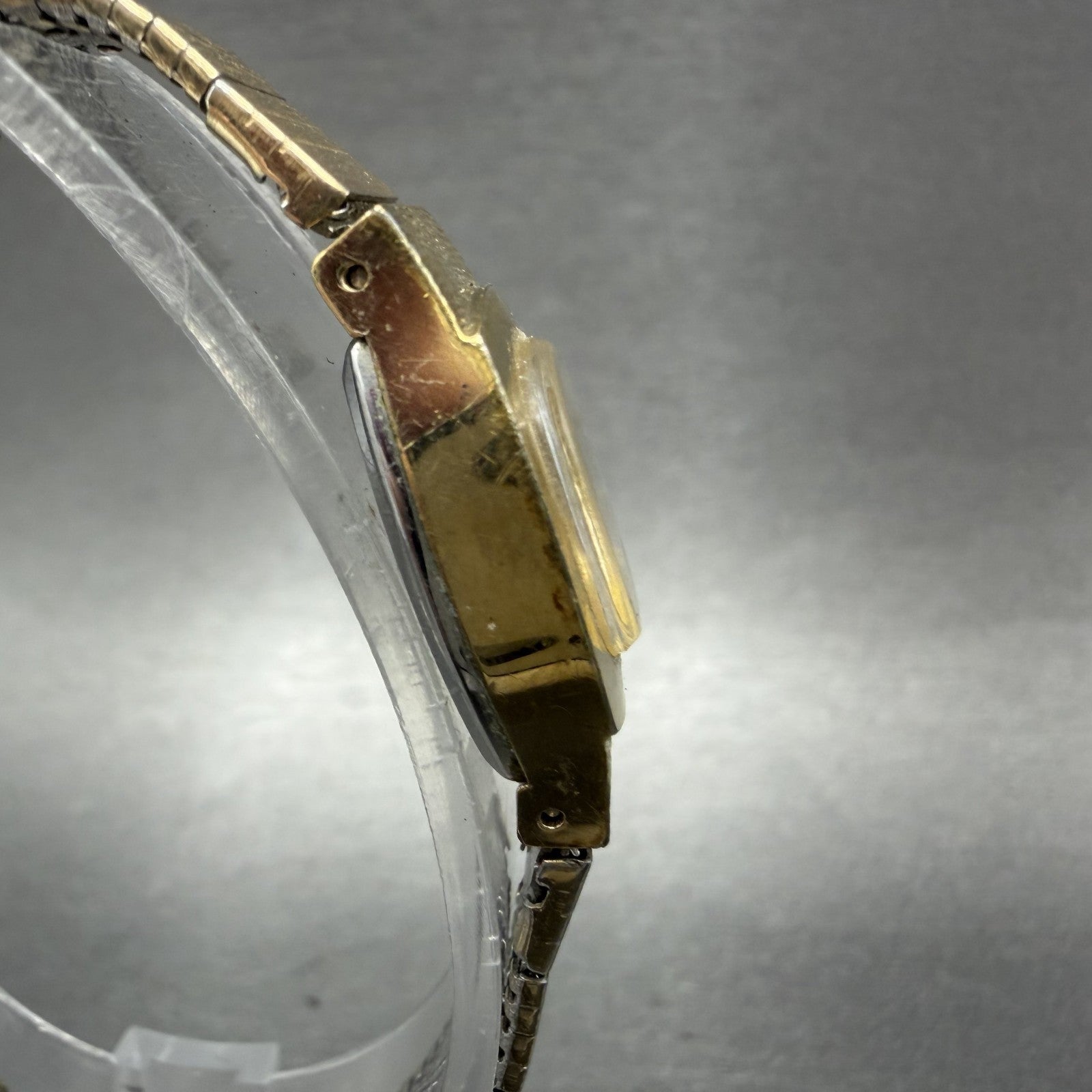 Seiko Watch Women 15mm Champagne Dial Gold Tone Manual Rectangle 11-3389 Runs3